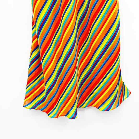 Vintage 90s Y2K Ralph Lauren Midi Slip Dress‎ in Rainbow Stripe Print Size 6 - Picture 7 of 9